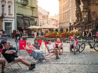 Večerní pohoda u Trojice v Olomouci