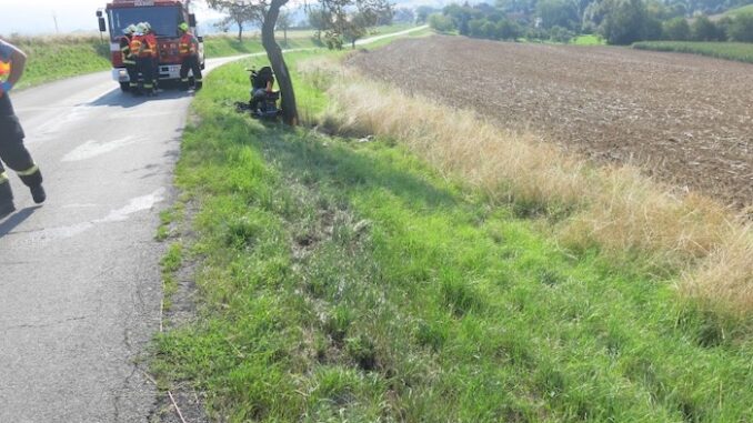 S motorkou skončil ve stromě
