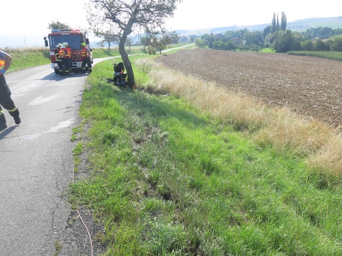 S motorkou skončil ve stromě