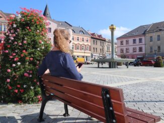 Lavička na náměstí TGM v přerově