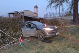 Hasiči vyprošťovali auto z živého plotu