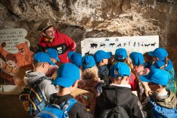 Děti potěší medvěd Bruno, který je provede jeskyní v Moravském krasu