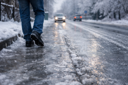 Silná ledovka míří na Benešovsko. Chodníky i silnice se mění v nebezpečnou past