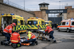 Ve věznici v Plzni bude ve středu rušno. Přibude sanitních vozů!