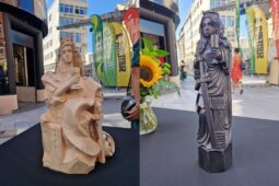 Na horníky při ražbě pod ulicí Českou dohlédnou dvě sošky sv. Barbory