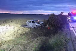 Sekundy od tragédie. Auto po nárazu do stromu začalo hořet