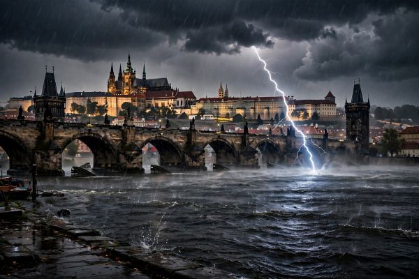 Na Prahu se ženou velmi silné bouřky. Přinesou kroupy, přívalový déšť a silný vítr