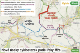 Cesta podél Mže se prodlouží. Plzeň staví nový úsek cyklostezky do Dolního Vlkýše