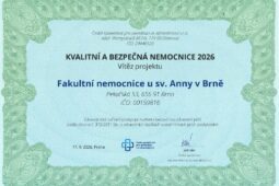 Anenská nemocnice získala ocenění za svou bezpečnost a kvalitu poskytované péče